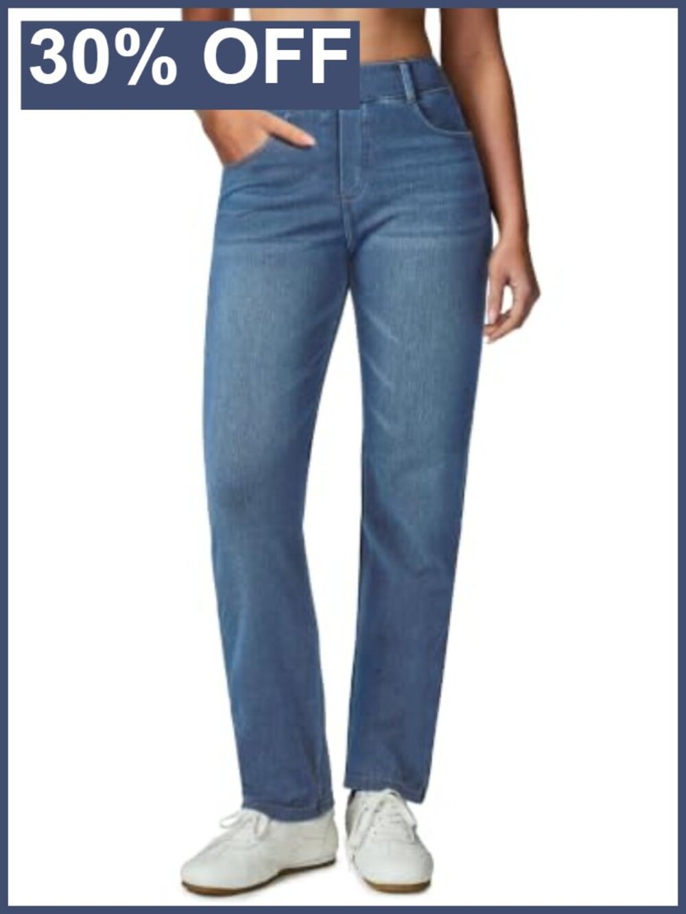 Stretchy Straight Leg Jeans Women Trendy High Waisted Pull On Pants